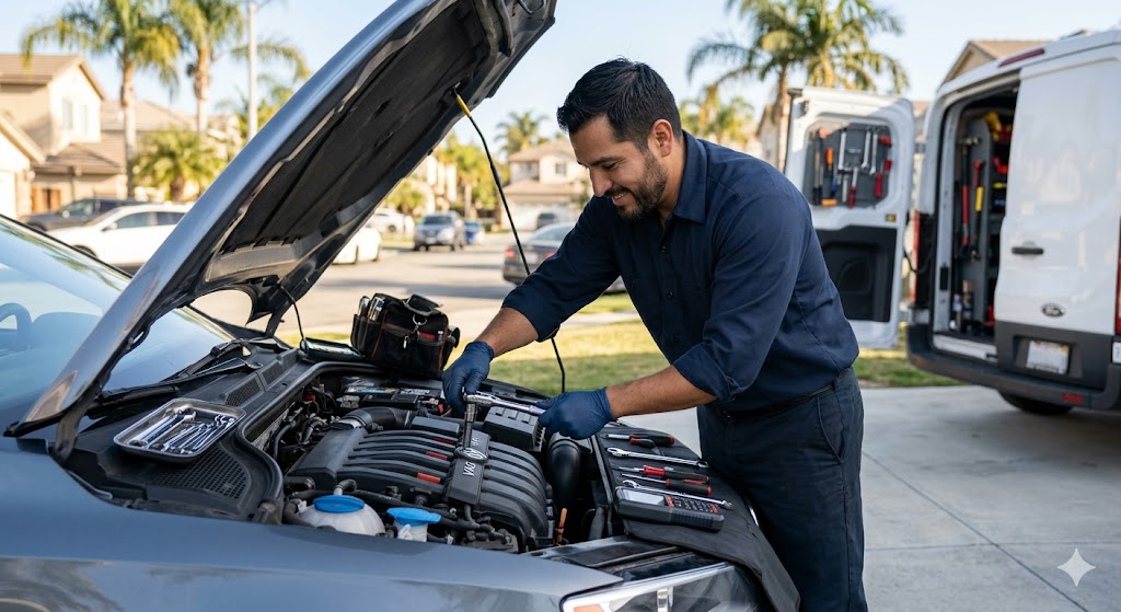 AEN mobile mechanic working on a car